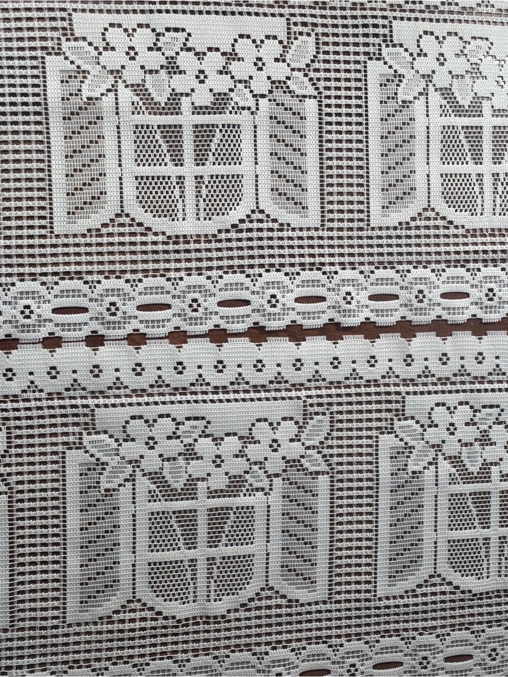 White Floral Lace Window Curtain Panel - Delicate Crochet Design